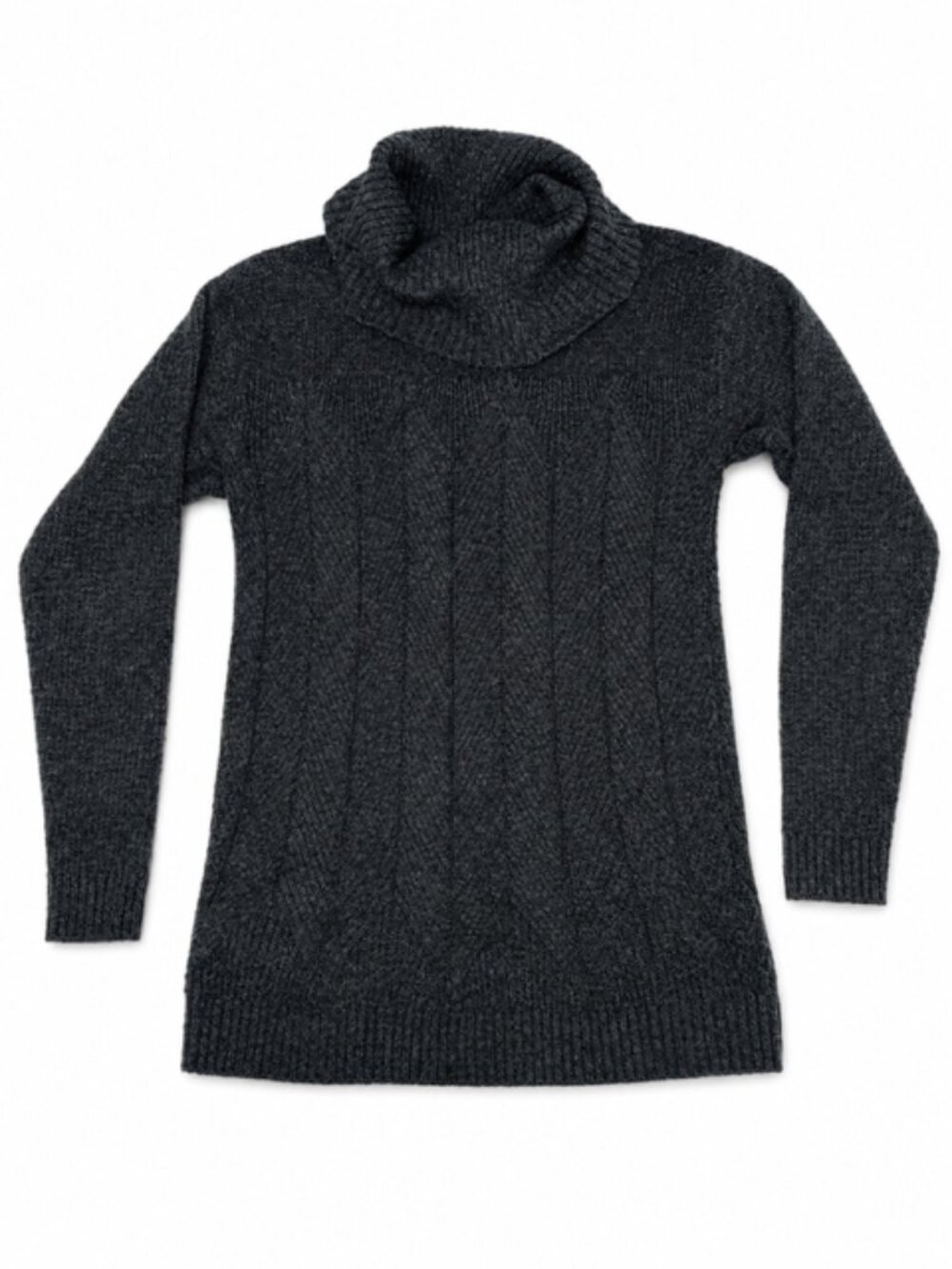 Cabi sweater XS dark grey tunic turtleneck cowl neck long Campfire Pullover